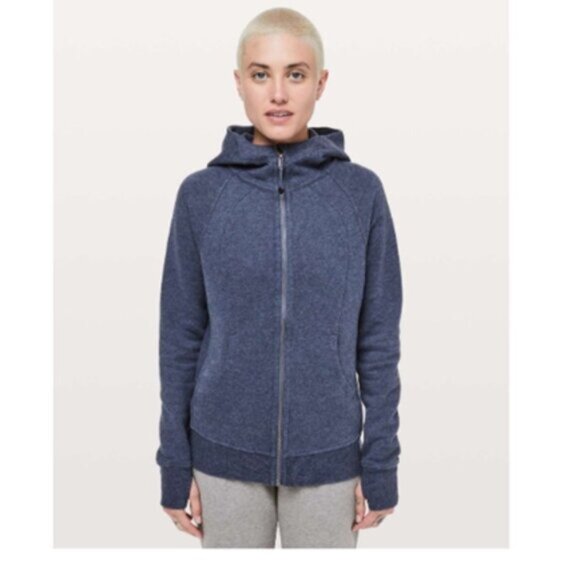 lululemon Scuba Hoodie Blue Zip Front & Pockets - Picture 2 of 12